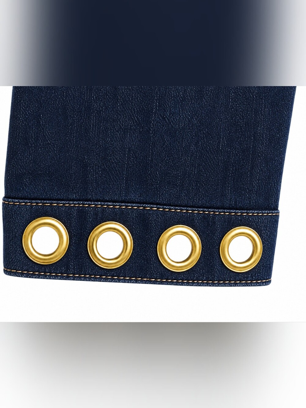 Focus 2000 Dark Indigo Denim Jacket with Gold Eyelet Trim 18W Classic Nautical - Picture 4 of 11